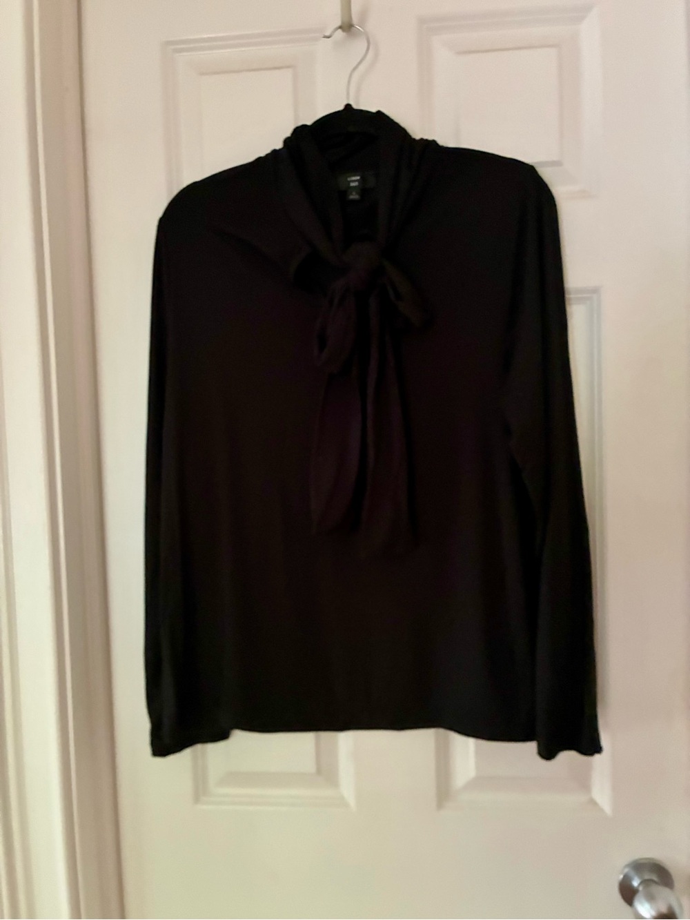 J crew Black Tie-Neck Long Sleeve Women's Top